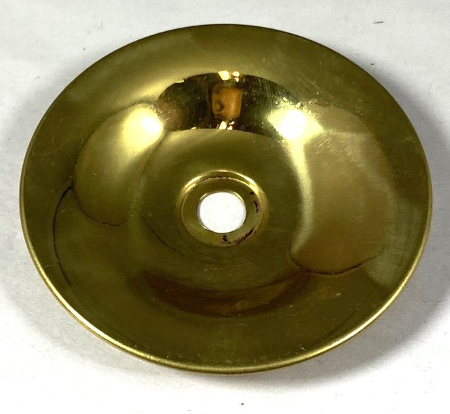 Polish Brass Candle Plate 3-3/16" Diameter, 7/16" Tall, 3/8" Center Hole