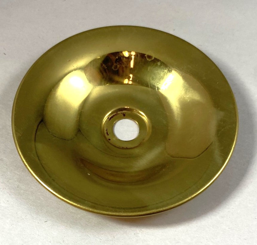 Polish Brass Candle Plate 3-3/16" Diameter, 7/16" Tall, 3/8" Center Hole