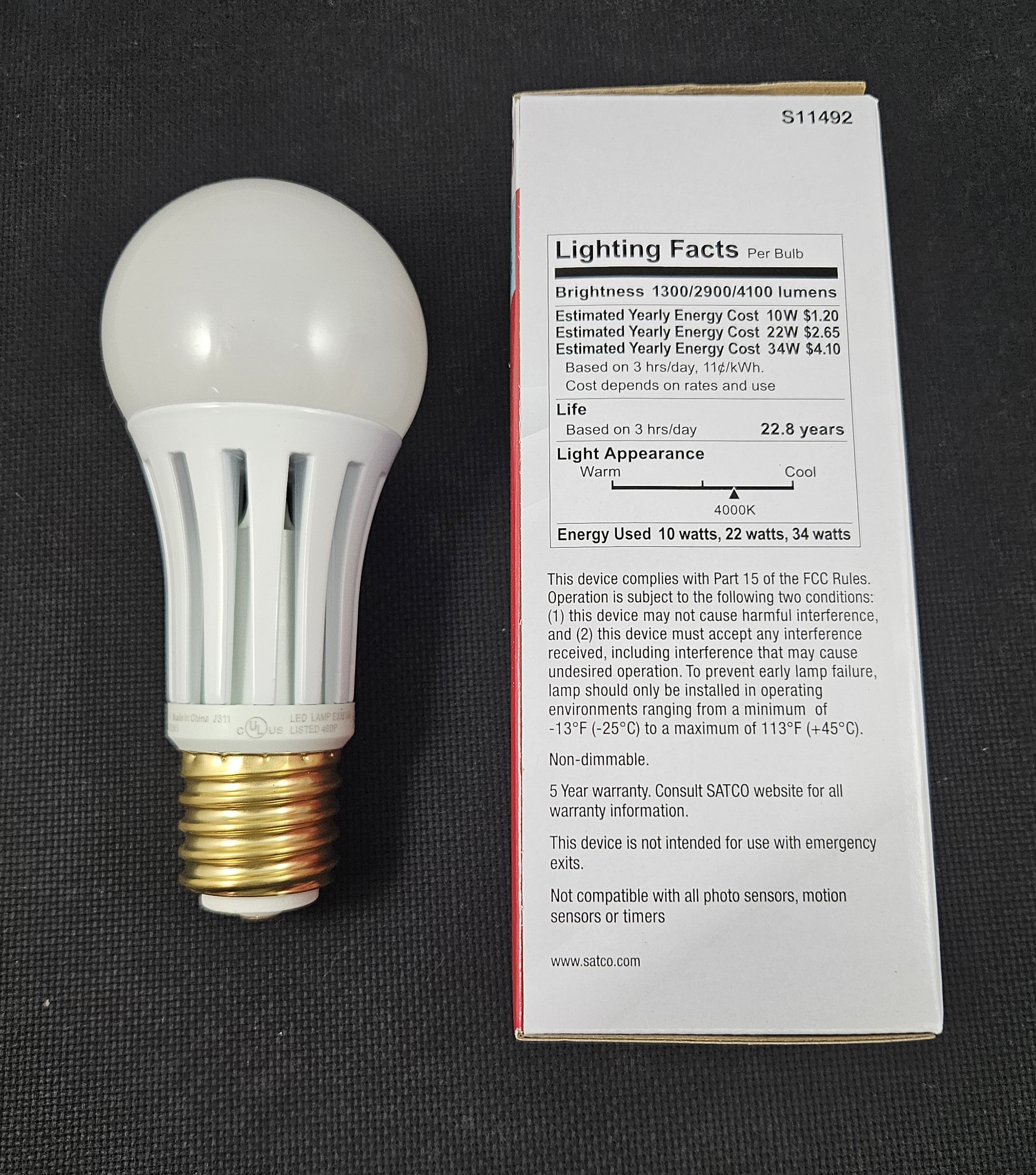 3-way 100/200/300W Mogul Base LED Light Bulb