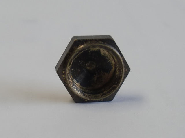 Antique Brass Shallow Hexagon Cap Tapped 1/8 IPS